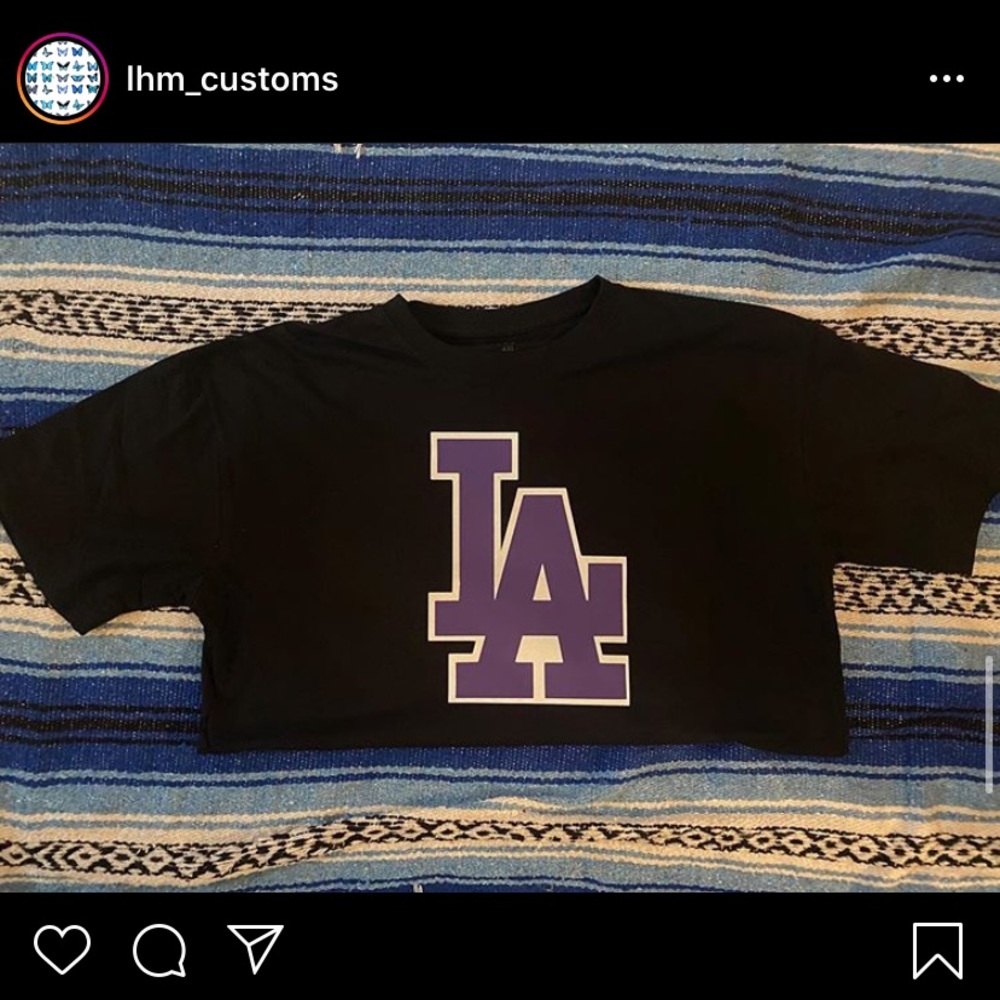 La purple and white shirt